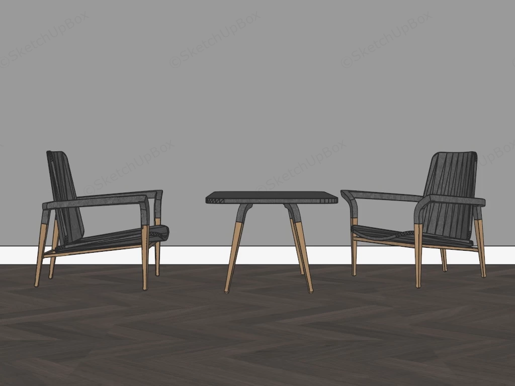 Modern Minimalist Accent Chair Set sketchup model preview - SketchupBox