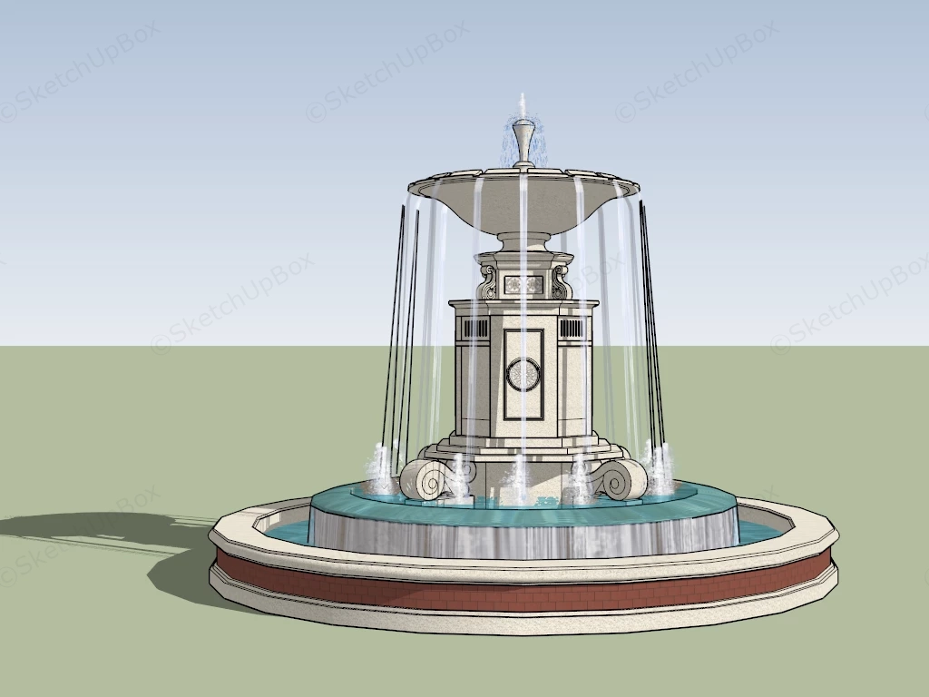 Vintage Pool Fountain sketchup model preview - SketchupBox