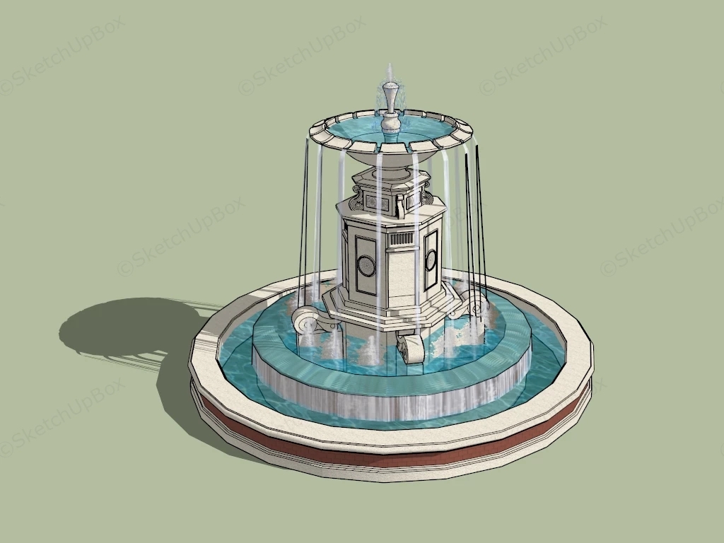 Vintage Pool Fountain sketchup model preview - SketchupBox