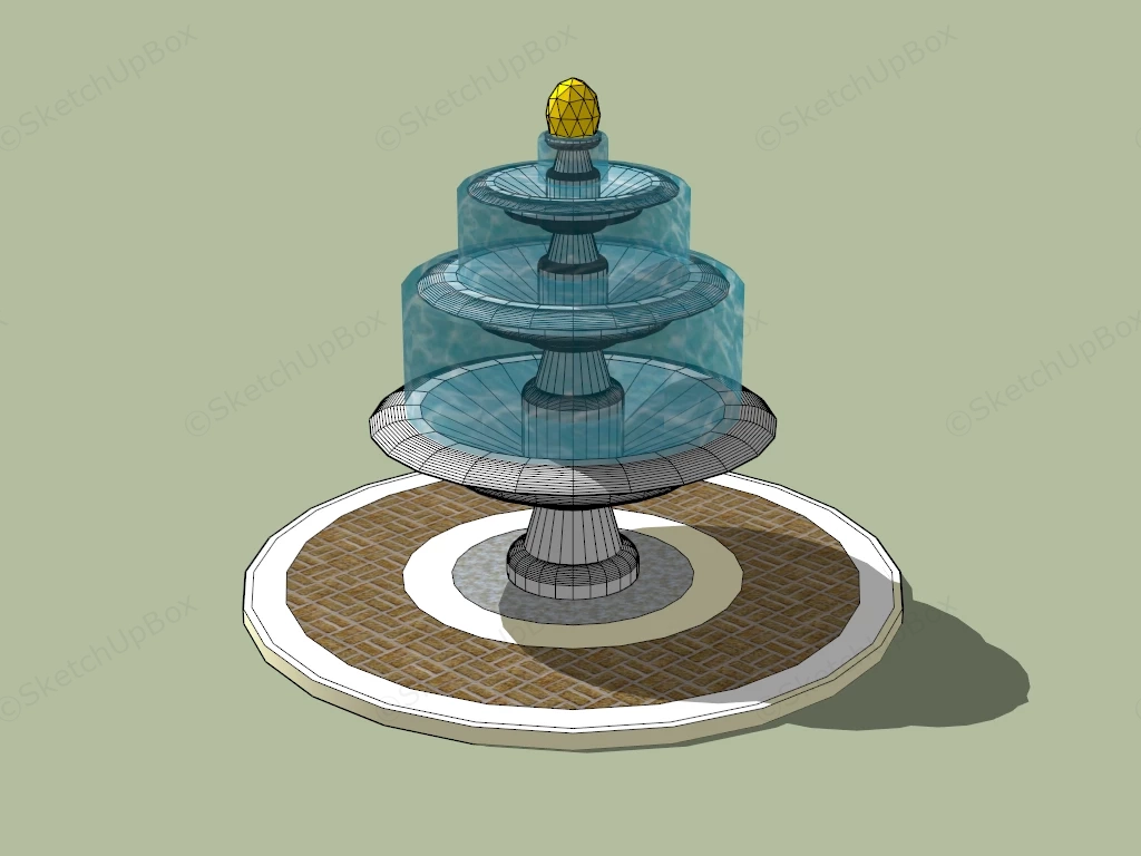 3 Tier Garden Fountain sketchup model preview - SketchupBox