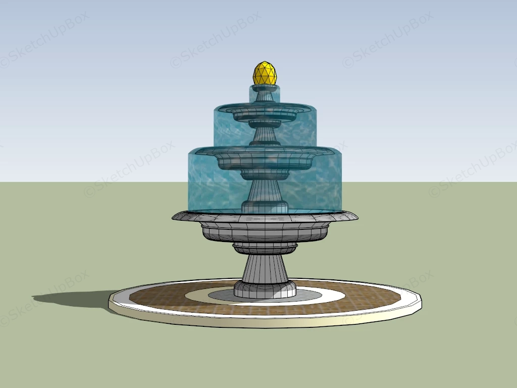 3 Tier Garden Fountain sketchup model preview - SketchupBox