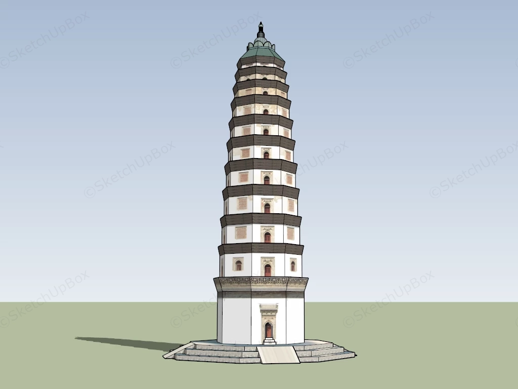 Vietnam Pagoda Tower sketchup model preview - SketchupBox