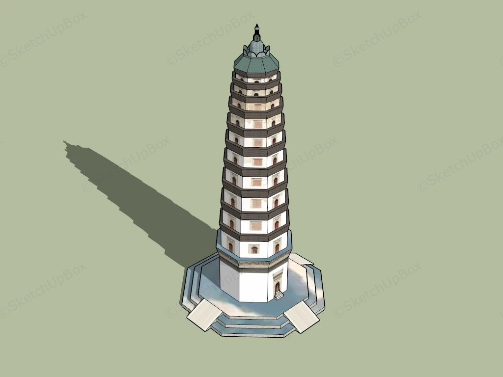 Vietnam Pagoda Tower sketchup model preview - SketchupBox