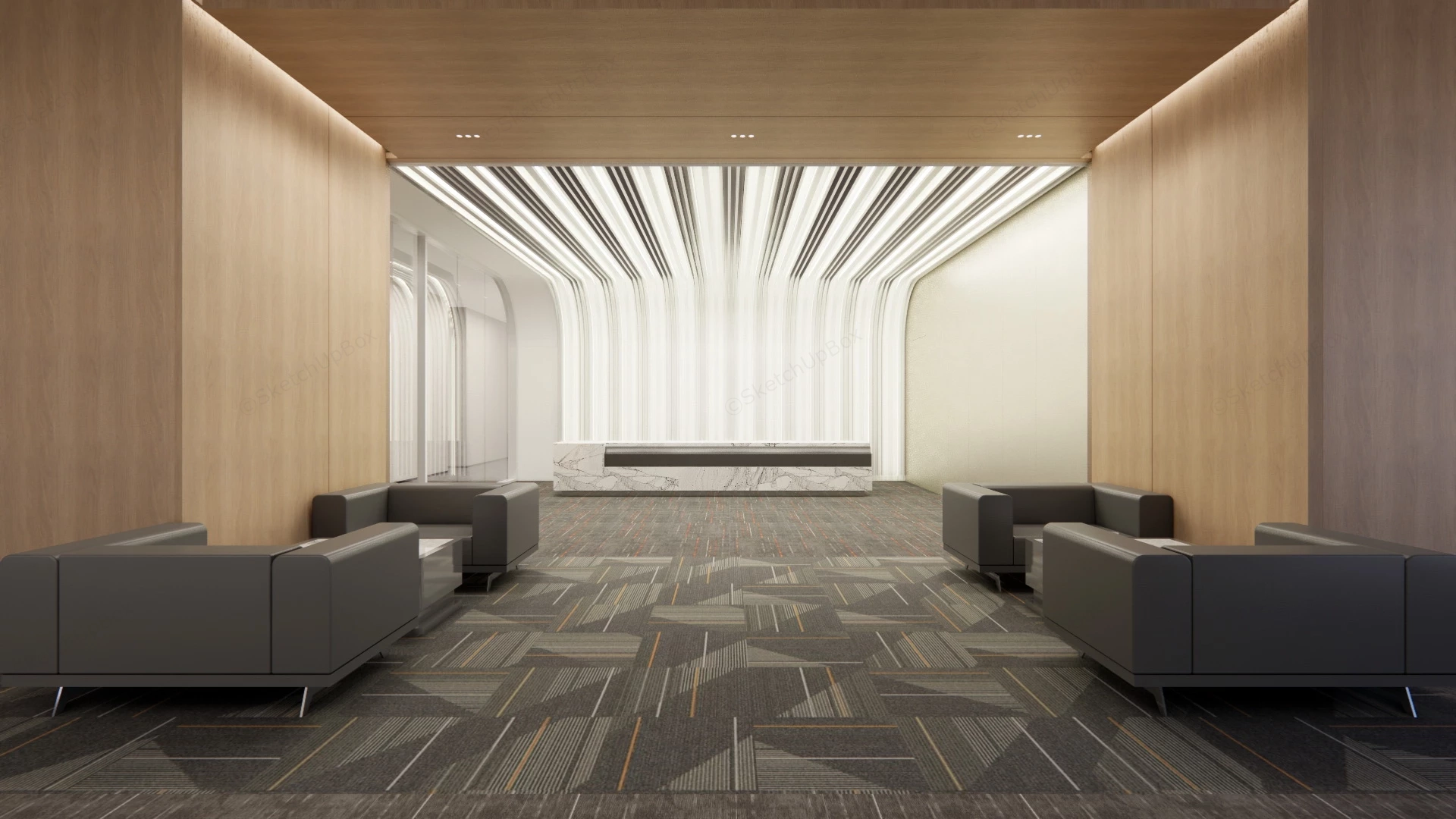 Modern Luxury Office Reception And Lounge sketchup model preview - SketchupBox
