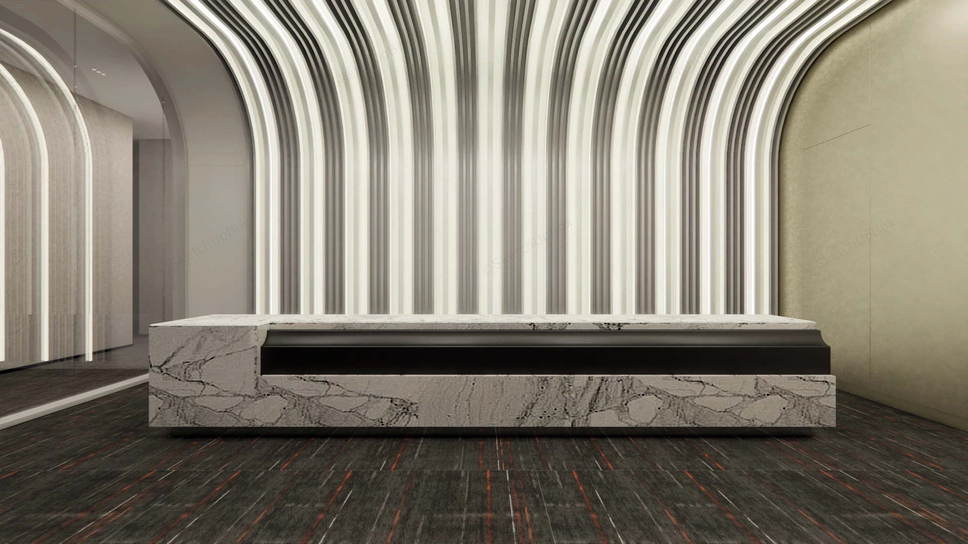 Modern Luxury Office Reception And Lounge sketchup model preview - SketchupBox