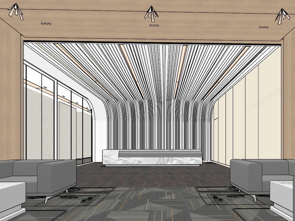 Modern Luxury Office Reception And Lounge sketchup model preview - SketchupBox