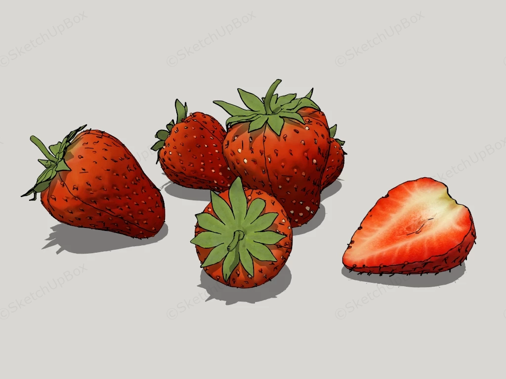 Strawberry Fruit sketchup model preview - SketchupBox