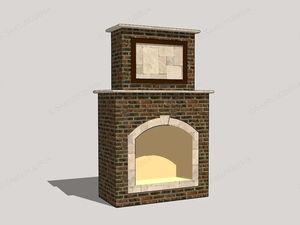 Brick Fireplace Mantel sketchup model preview - SketchupBox