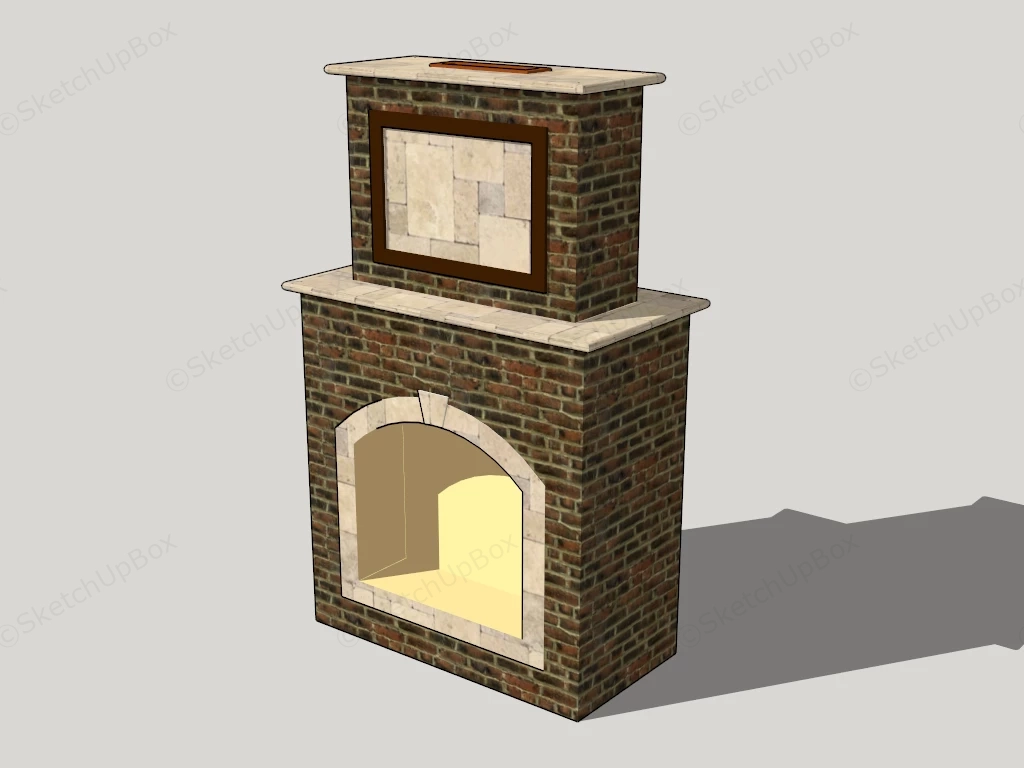 Brick Fireplace Mantel sketchup model preview - SketchupBox