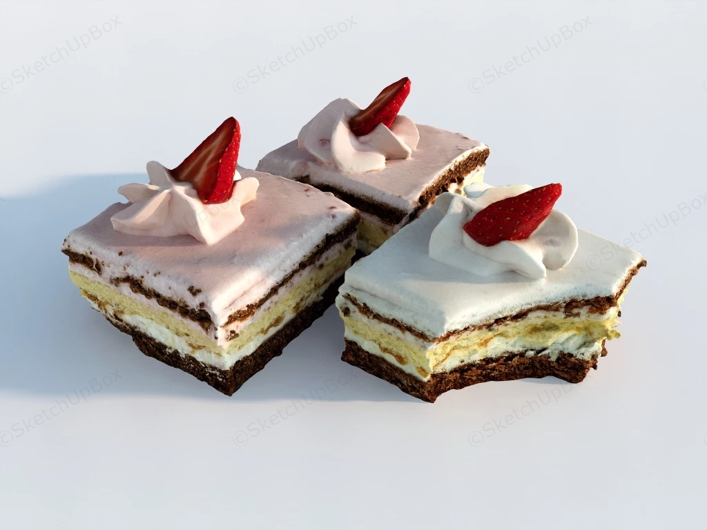 White Chocolate Strawberry Cake sketchup model preview - SketchupBox