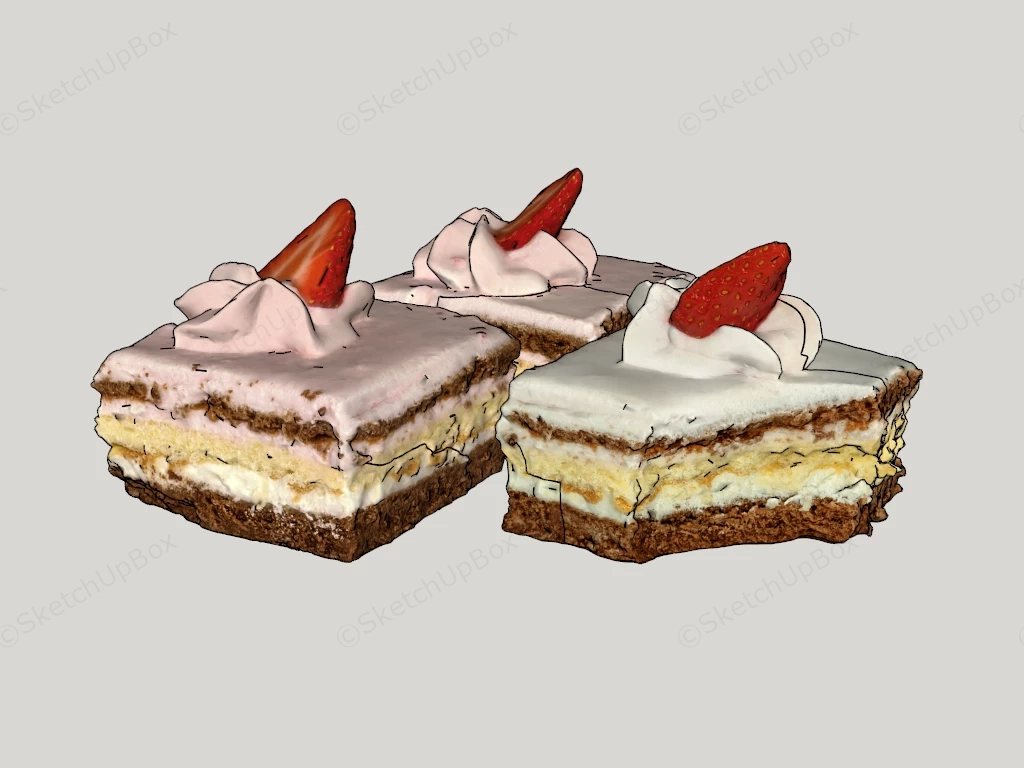 White Chocolate Strawberry Cake sketchup model preview - SketchupBox