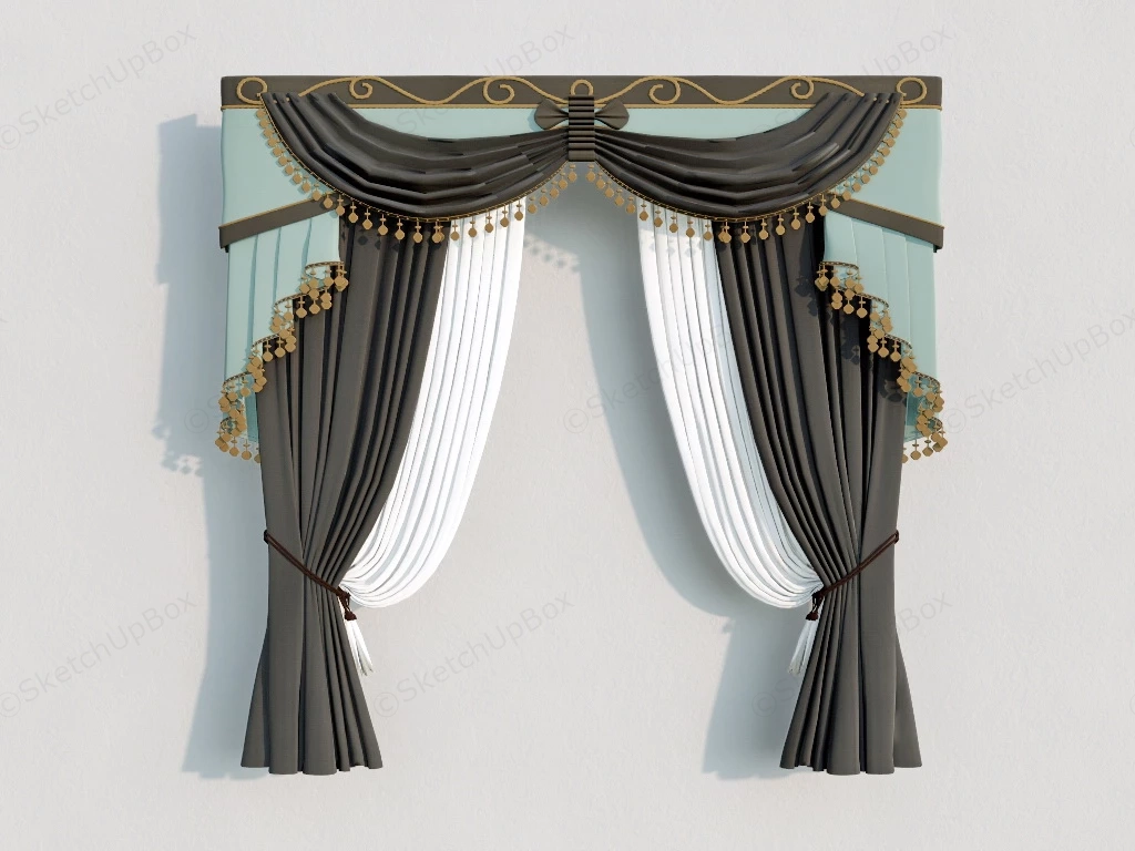 Elegant Bedroom Curtains sketchup model preview - SketchupBox