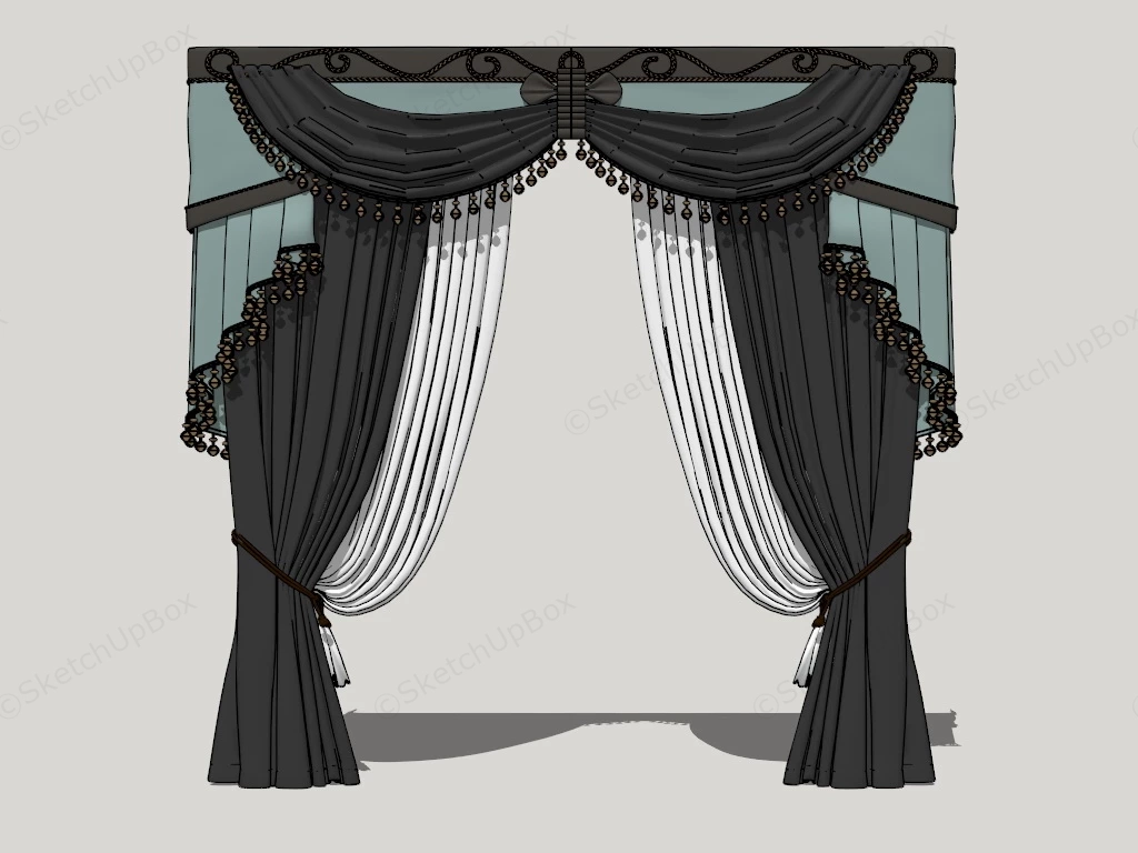 Elegant Bedroom Curtains sketchup model preview - SketchupBox