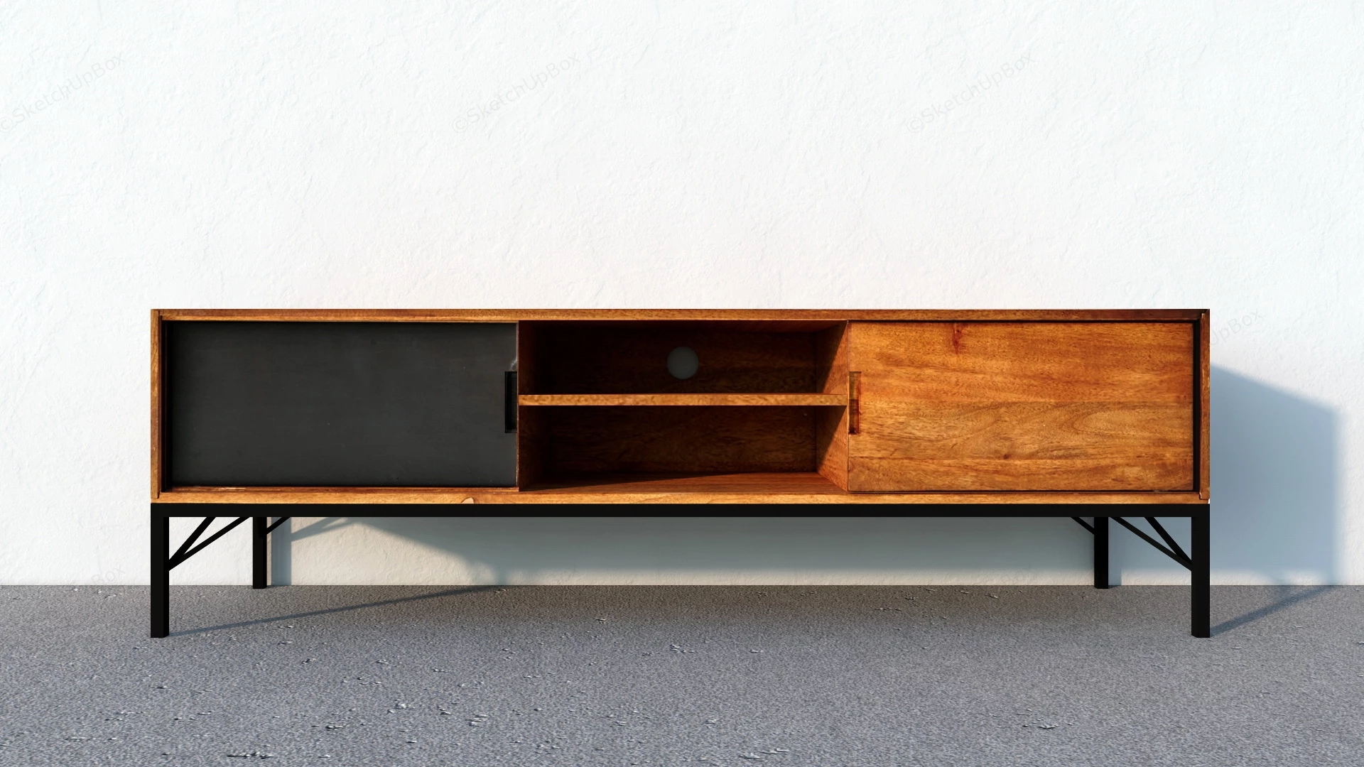 Rustic Industrial Tv Stand sketchup model preview - SketchupBox