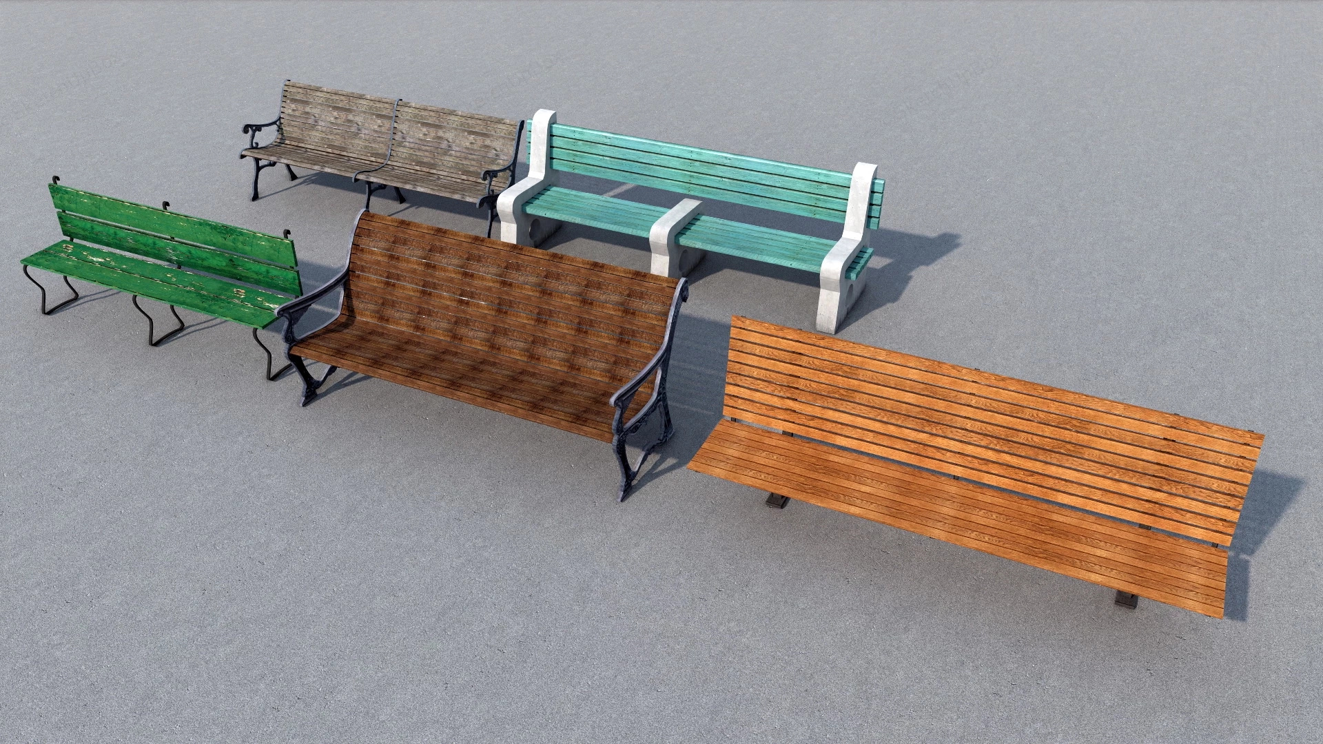 Public Park Benches sketchup model preview - SketchupBox