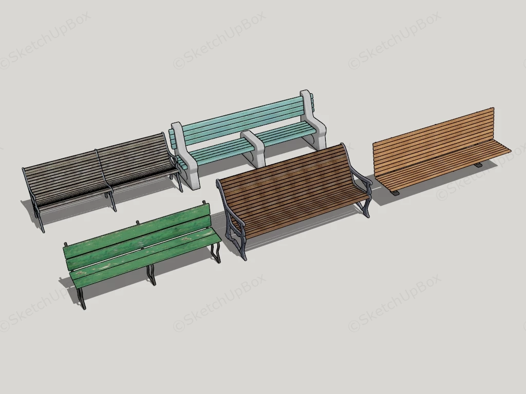 Public Park Benches sketchup model preview - SketchupBox