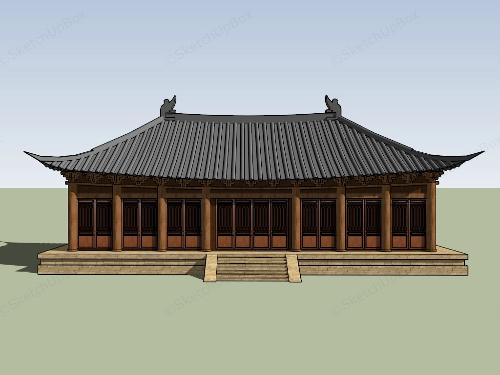 Chinese Temple Building sketchup model preview - SketchupBox