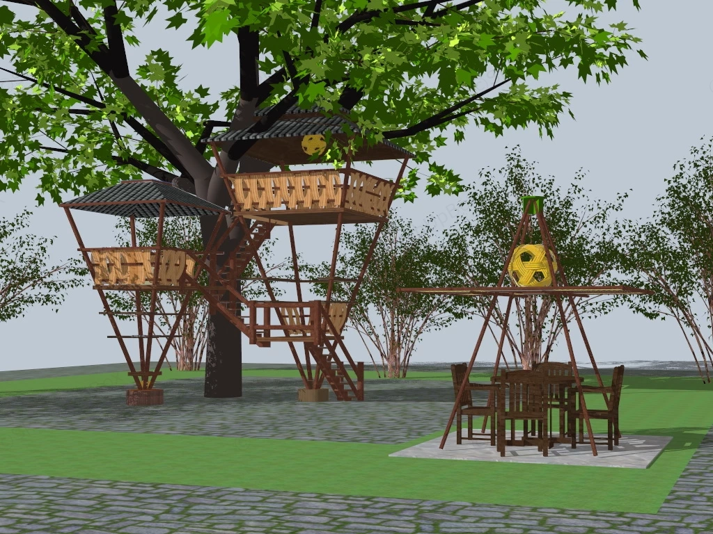 Backyard Treehouse sketchup model preview - SketchupBox
