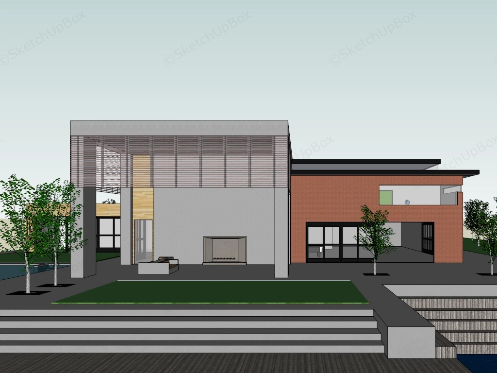 Contemporary Waterfront Villa sketchup model preview - SketchupBox