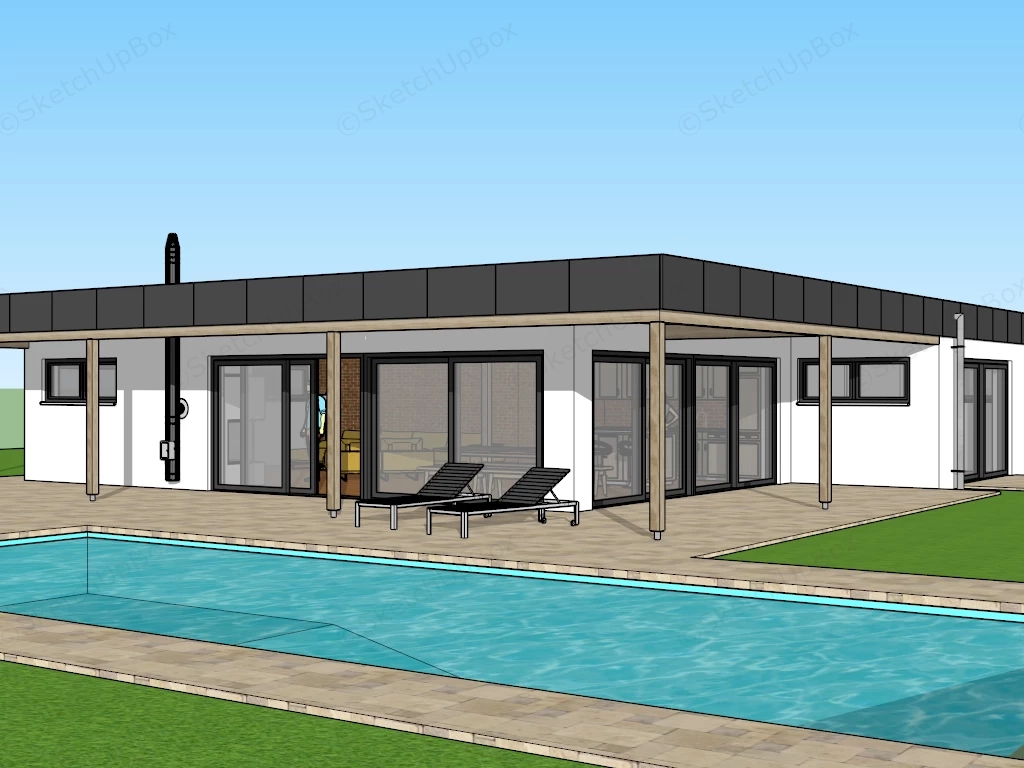 One Bedroom House Plan sketchup model preview - SketchupBox