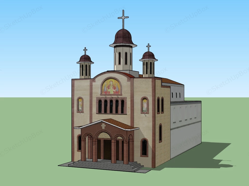 Town Church sketchup model preview - SketchupBox