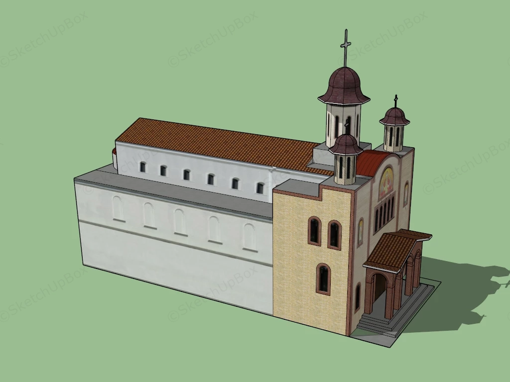 Town Church sketchup model preview - SketchupBox