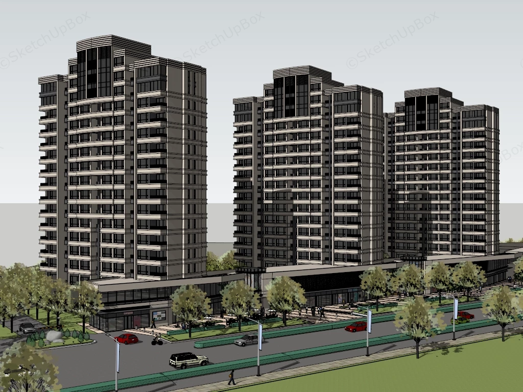 Modern Residential Condo sketchup model preview - SketchupBox