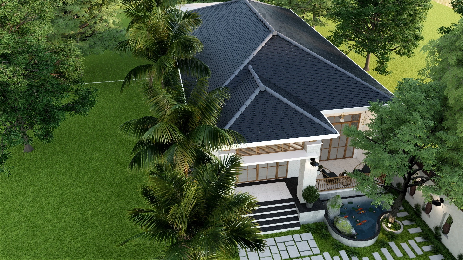 Contemporary Narrow Lot House sketchup model preview - SketchupBox