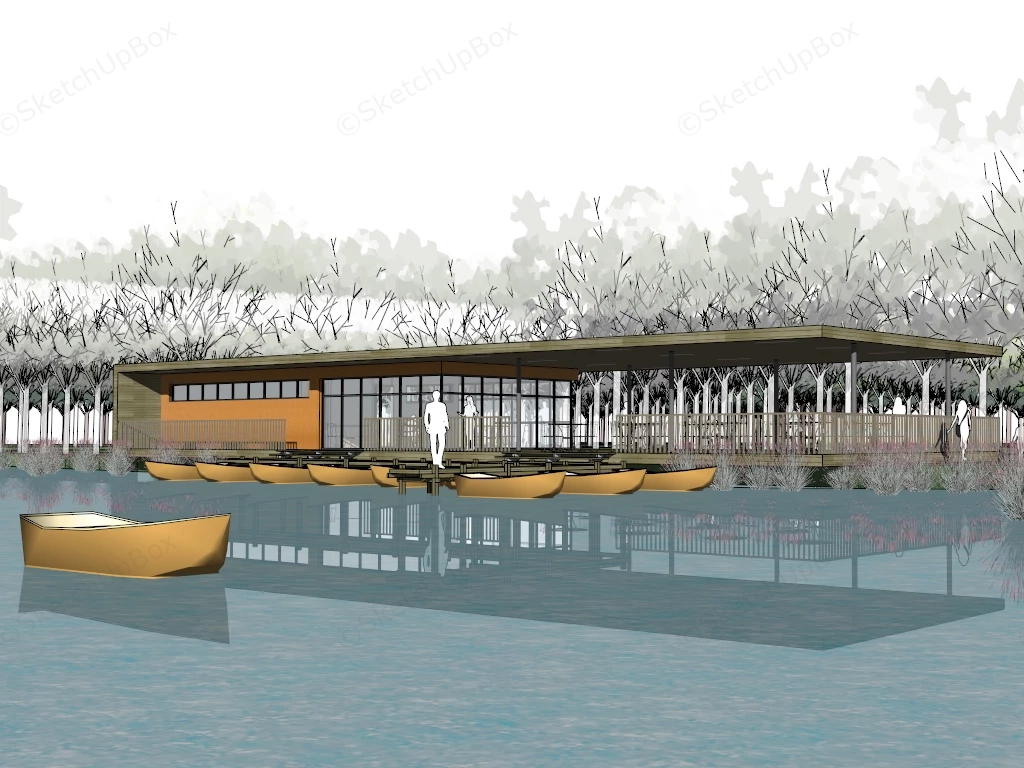 Pleasure Rowboat Moored Pier sketchup model preview - SketchupBox