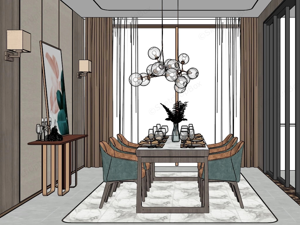 Modern Dining Room Idea sketchup model preview - SketchupBox