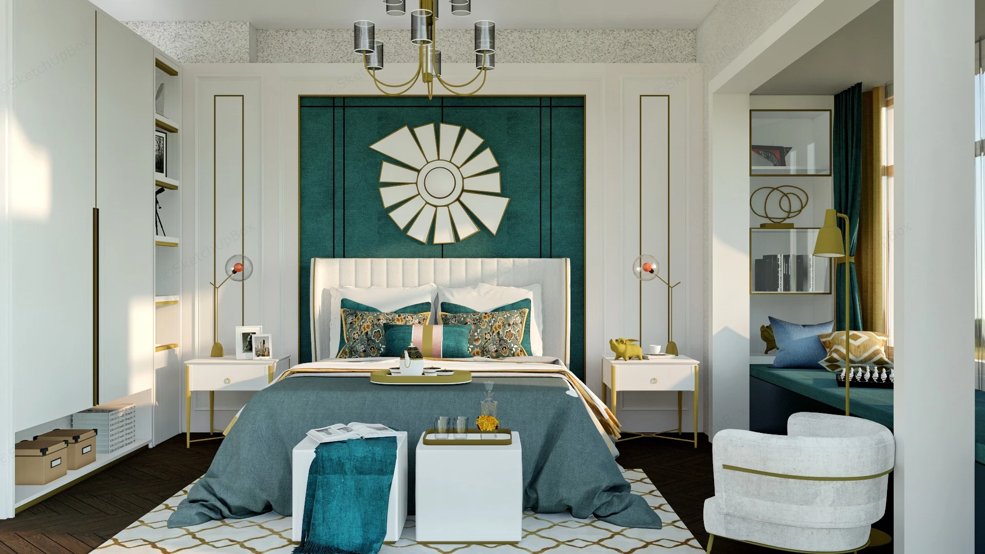 Bay Window Bedroom Design sketchup model preview - SketchupBox
