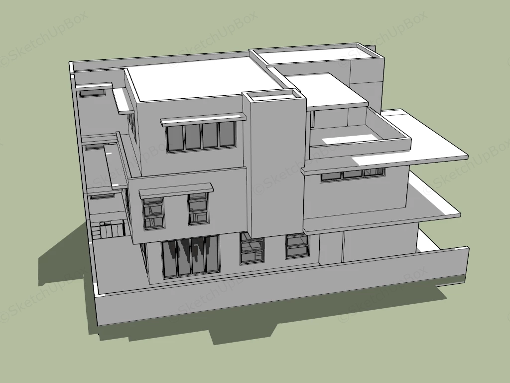 3 Storey House Design sketchup model preview - SketchupBox