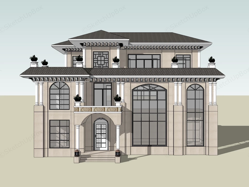 2 Story Prairie House sketchup model preview - SketchupBox