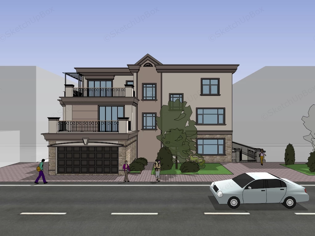 3 Storey Villa sketchup model preview - SketchupBox