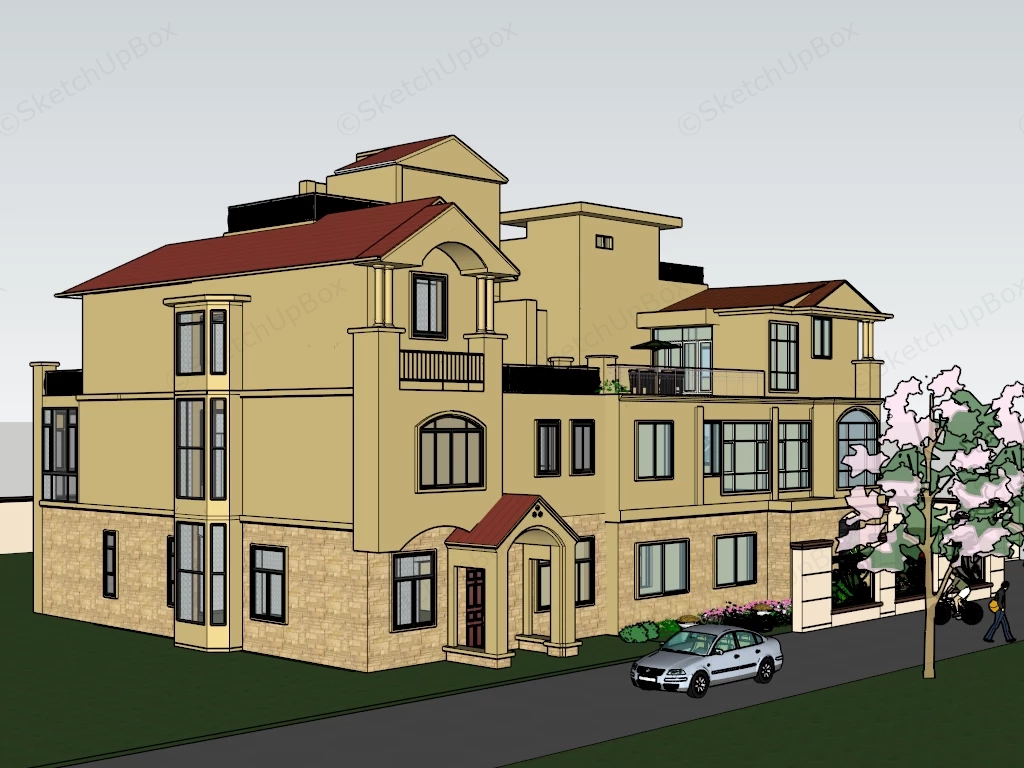 Twin House Architecture sketchup model preview - SketchupBox