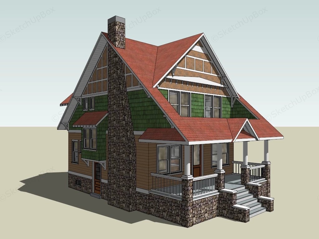 Rustic Country House sketchup model preview - SketchupBox
