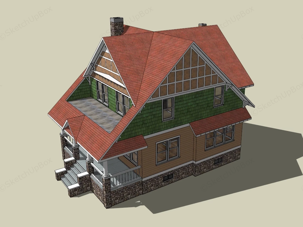 Rustic Country House sketchup model preview - SketchupBox