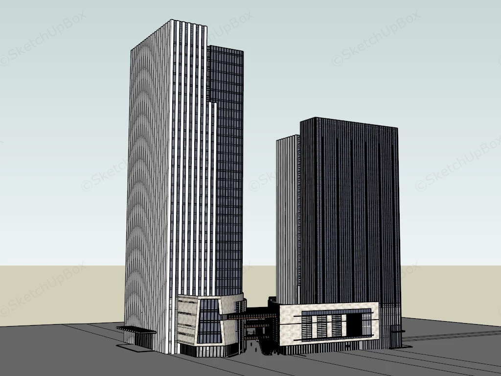 Modern Office Blocks sketchup model preview - SketchupBox