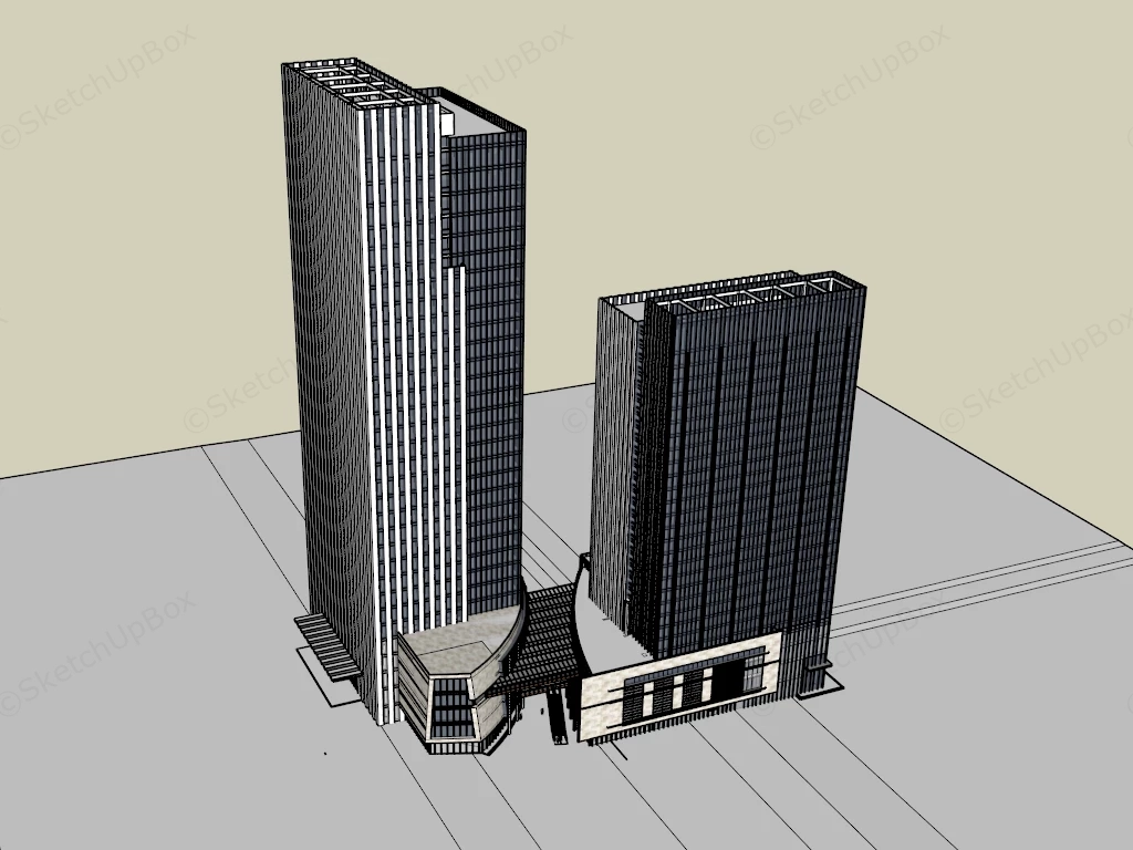 Modern Office Blocks sketchup model preview - SketchupBox