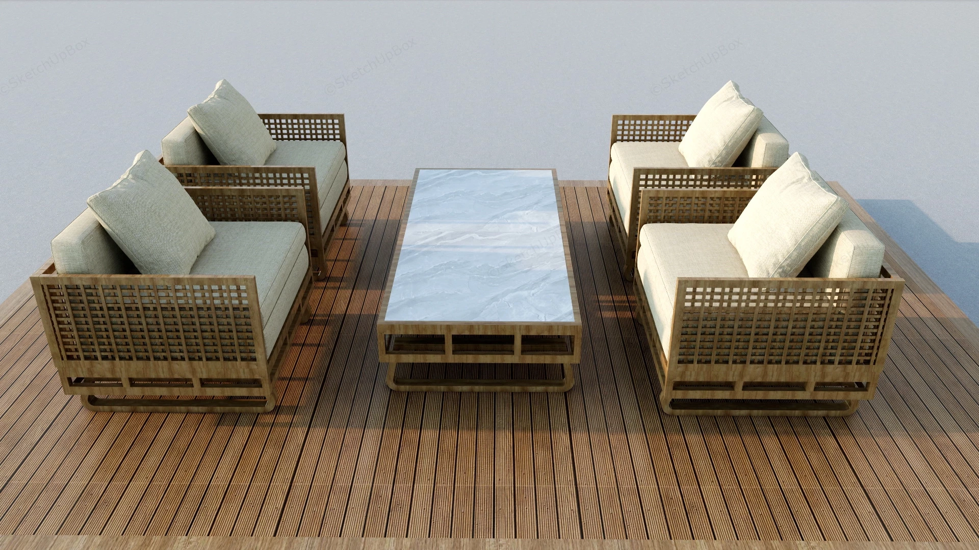 Outdoor Patio Sofa Set sketchup model preview - SketchupBox