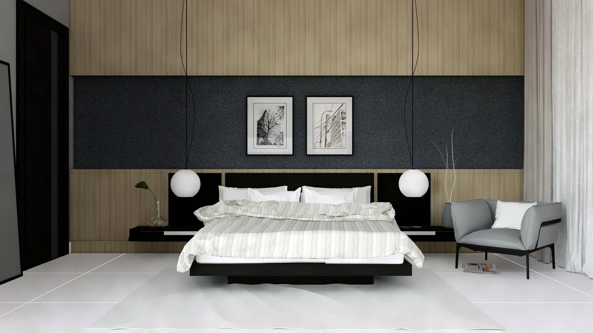 Minimalist Master Bedroom Idea sketchup model preview - SketchupBox