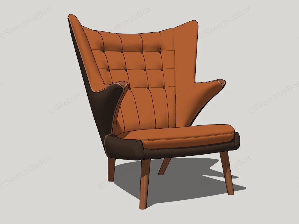 Modern Wingback Armchair sketchup model preview - SketchupBox