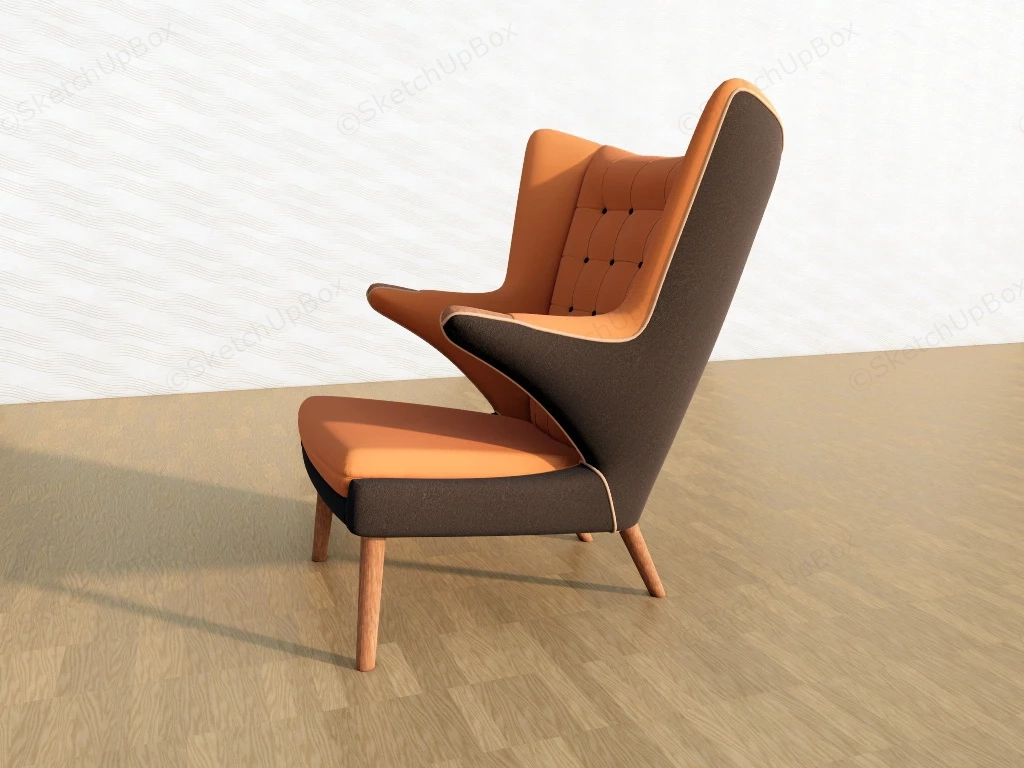 Modern Wingback Armchair sketchup model preview - SketchupBox