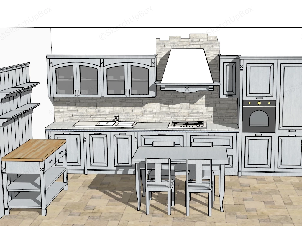 Light Grey Kitchen Cabinets sketchup model preview - SketchupBox
