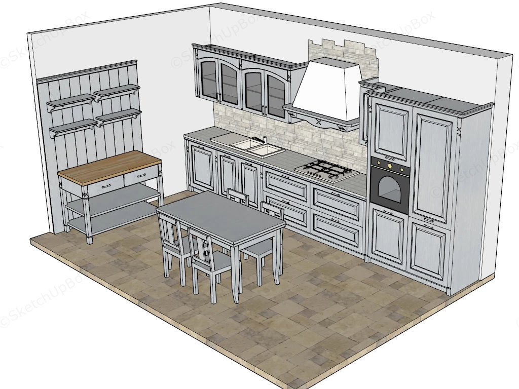 Light Grey Kitchen Cabinets sketchup model preview - SketchupBox