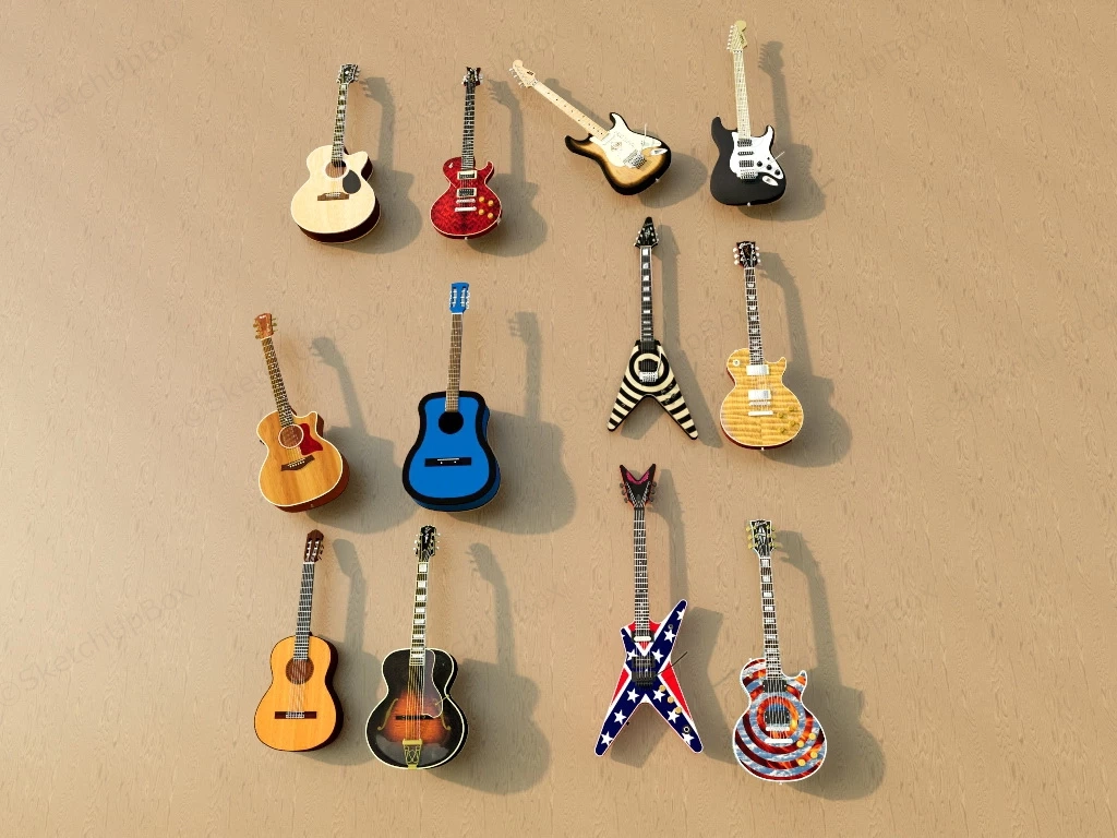 Guitar Collection sketchup model preview - SketchupBox