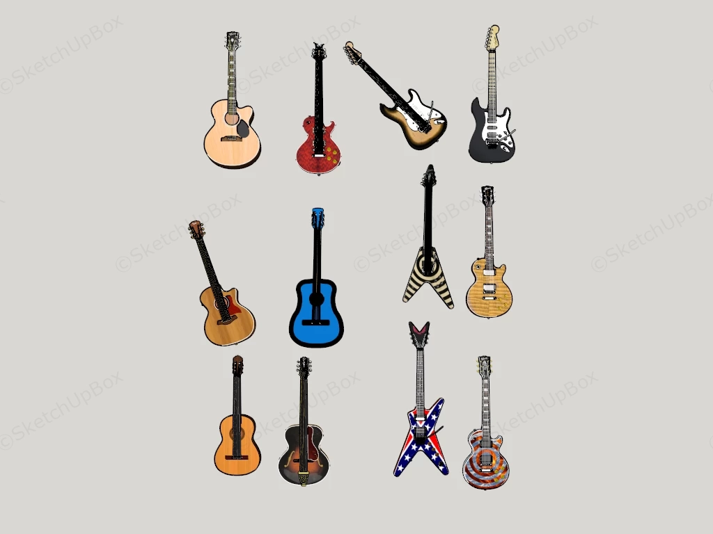 Guitar Collection sketchup model preview - SketchupBox