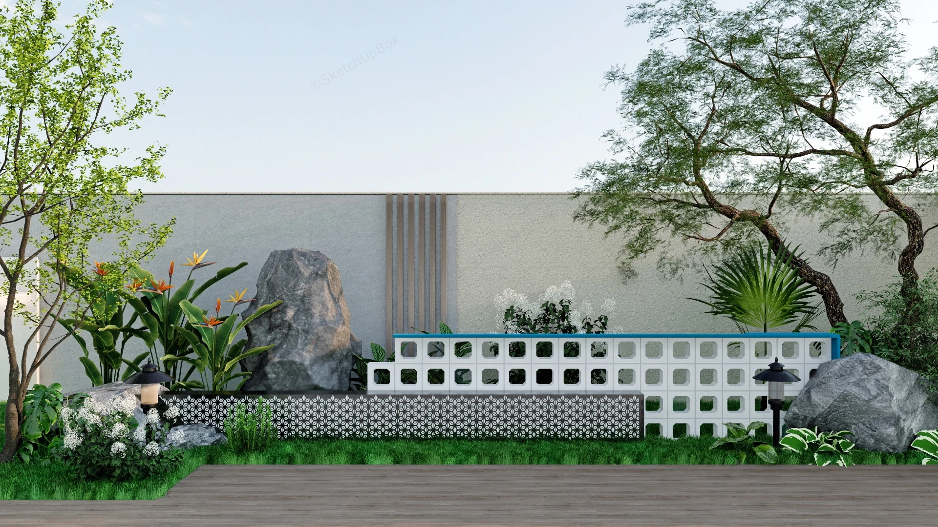 Outdoor Patio Wall Idea sketchup model preview - SketchupBox