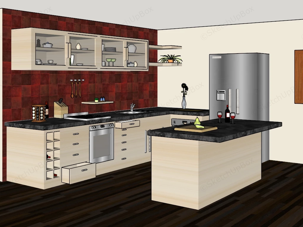 Beige Kitchen Cabinets sketchup model preview - SketchupBox