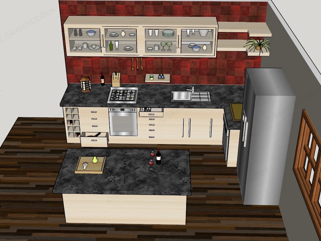 Beige Kitchen Cabinets sketchup model preview - SketchupBox